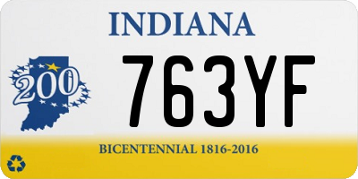 IN license plate 763YF