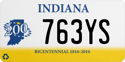 IN license plate 763YS