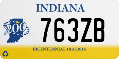 IN license plate 763ZB