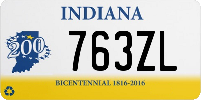 IN license plate 763ZL