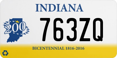 IN license plate 763ZQ