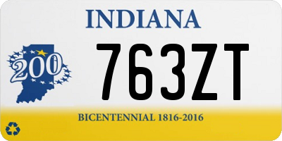 IN license plate 763ZT