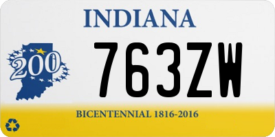 IN license plate 763ZW