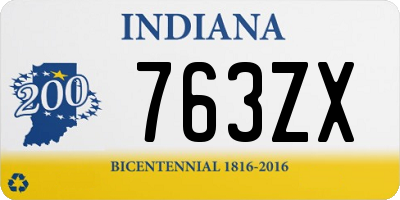 IN license plate 763ZX