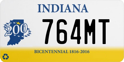 IN license plate 764MT