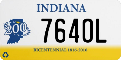 IN license plate 764OL