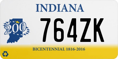 IN license plate 764ZK