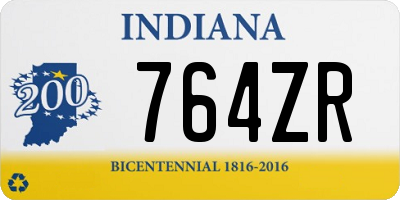IN license plate 764ZR