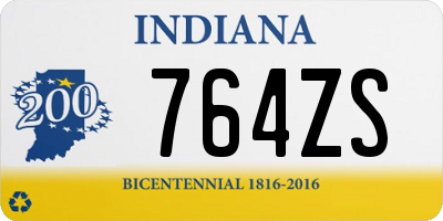 IN license plate 764ZS