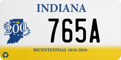 IN license plate 765A