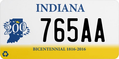 IN license plate 765AA