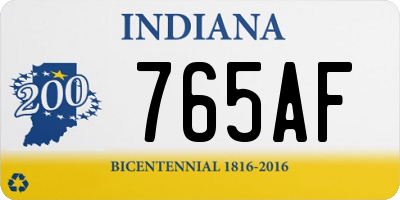 IN license plate 765AF