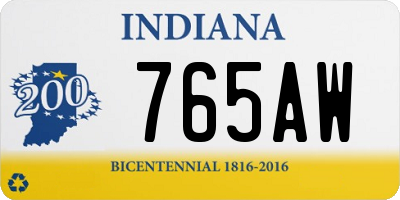 IN license plate 765AW