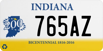 IN license plate 765AZ