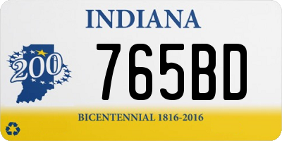 IN license plate 765BD