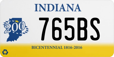 IN license plate 765BS