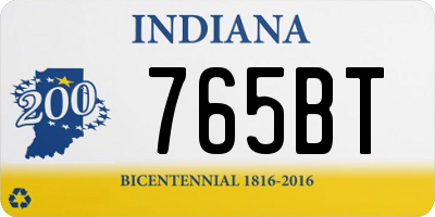 IN license plate 765BT