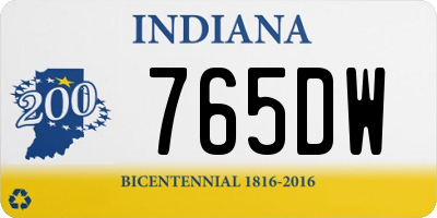 IN license plate 765DW