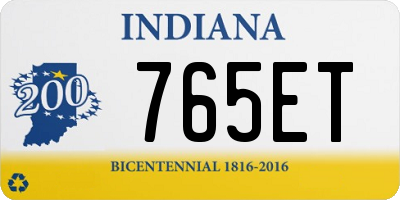 IN license plate 765ET