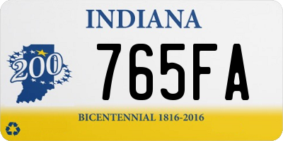 IN license plate 765FA