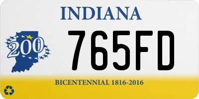 IN license plate 765FD