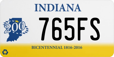 IN license plate 765FS