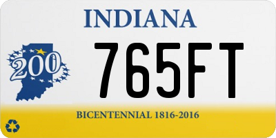 IN license plate 765FT
