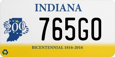 IN license plate 765GO
