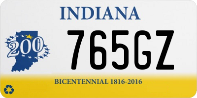 IN license plate 765GZ
