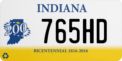 IN license plate 765HD