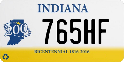IN license plate 765HF
