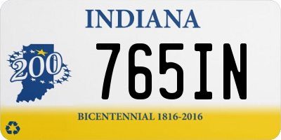 IN license plate 765IN