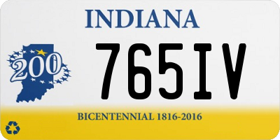 IN license plate 765IV