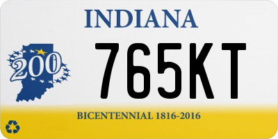 IN license plate 765KT