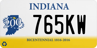 IN license plate 765KW