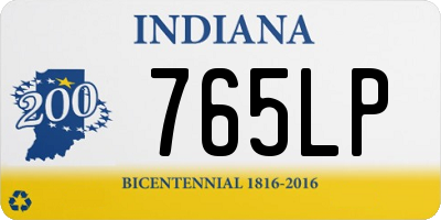 IN license plate 765LP