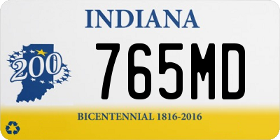 IN license plate 765MD