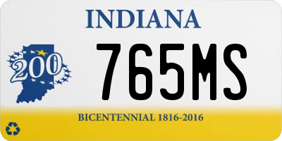 IN license plate 765MS