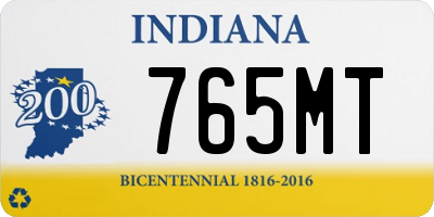 IN license plate 765MT
