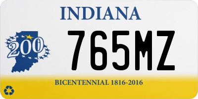 IN license plate 765MZ