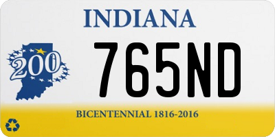IN license plate 765ND