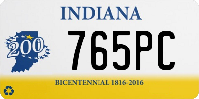 IN license plate 765PC