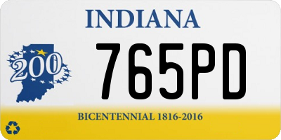 IN license plate 765PD