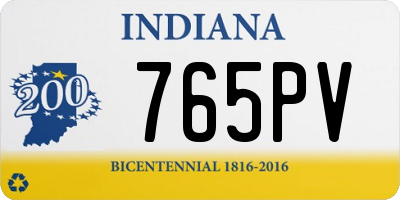 IN license plate 765PV