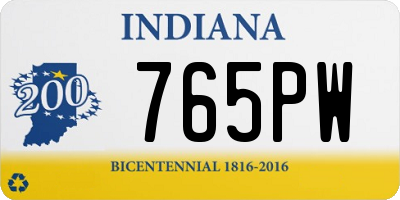 IN license plate 765PW