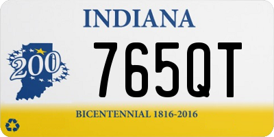 IN license plate 765QT