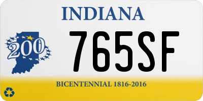 IN license plate 765SF