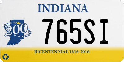 IN license plate 765SI