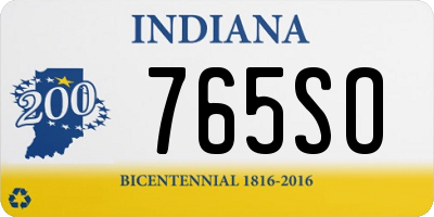 IN license plate 765SO