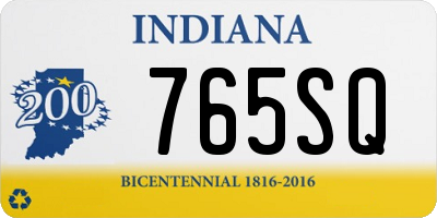 IN license plate 765SQ
